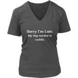 Funny Late Excuse T Shirt Dog Cuddle Tee Shirt Dog Lover - Womens Plus Size Up To 4X