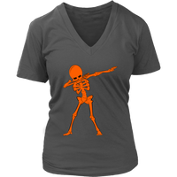 Neon Dabbing Skeleton Tshirt - Creepy Halloween Dancing Bone - Womens Plus Size up to 4X