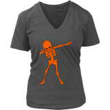 Neon Dabbing Skeleton Tshirt - Creepy Halloween Dancing Bone - Womens Plus Size up to 4X