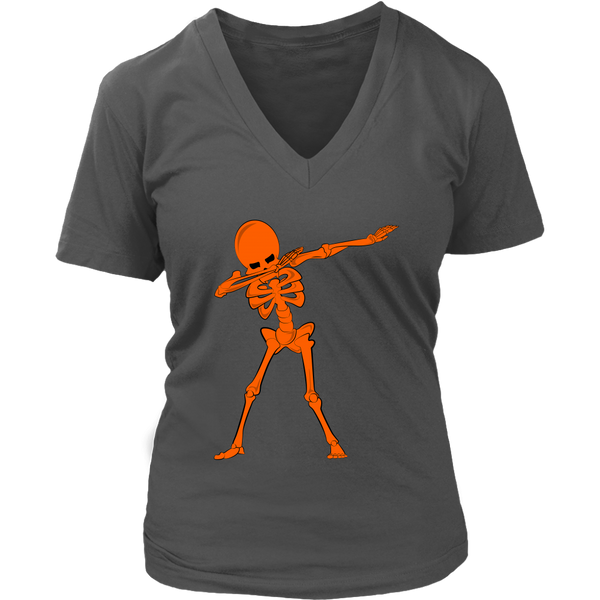 Neon Dabbing Skeleton Tshirt - Creepy Halloween Dancing Bone - Womens Plus Size up to 4X