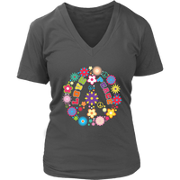 Peace Love Sign T-Shirt - Hippie Flowers Tee 60s Retro - Womens Plus Size up to 4X