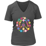 Peace Love Sign T-Shirt - Hippie Flowers Tee 60s Retro - Womens Plus Size up to 4X