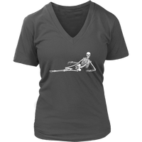 Halloween Chill Skeleton Relaxed Skeletons Skull And Bones V-Neck T-Shirt Womens Plus Size S-4XL