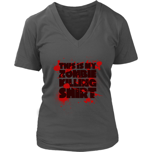 Zombie Killing Halloween Tshirt - Bloody Zombies Gory Tee - Womens Plus Size Up To 4X