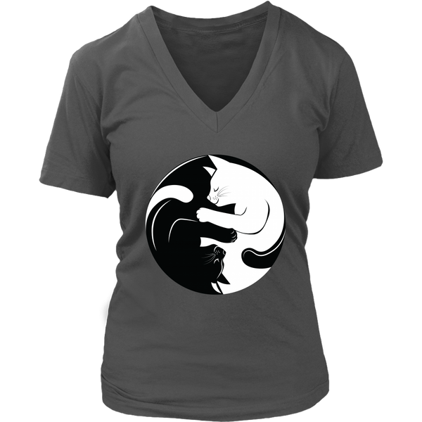 Cute Cat T-Shirt - Yin Yang Tshirt - Cats in a Ying Yang - Womens Plus Size up to 4X