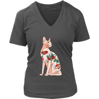 Cat And Tats Inked Cat Lover Tattoo Artist V-Neck T-Shirt Womens Plus Size S-4XL