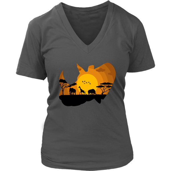 Wildlife Safari Tee - Endangered Extinct Animal Rhinoceros - Womens Plus Size Up To 4X