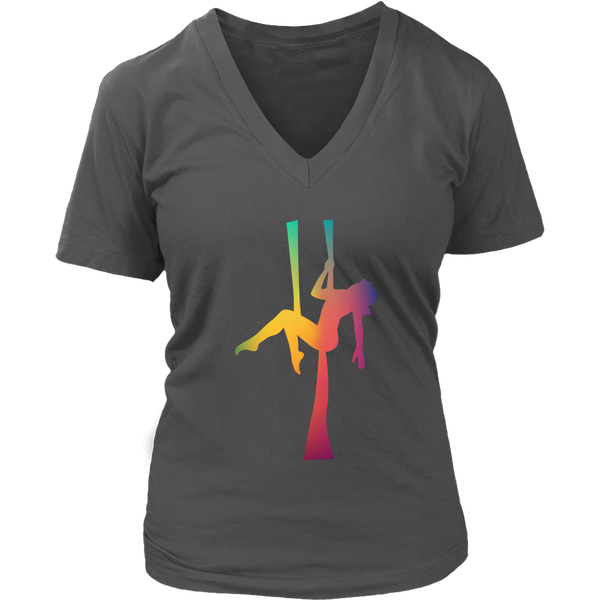 Aerialist Gymnast Dancing Acrobat Silks Dancer V-Neck T-Shirt Womens Plus Size S-4XL Black