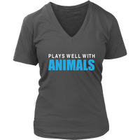 Plays Well With Animals - Pet Lover Shirt - Animal Rescue - Womens Plus Size Up To 4X