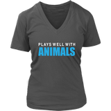 Plays Well With Animals - Pet Lover Shirt - Animal Rescue - Womens Plus Size Up To 4X