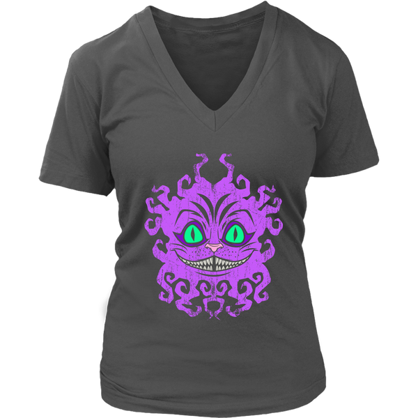 Creepy Cheshire Cat T-Shirt Wonderland Animal Tshirt - Womens Plus Size Up To 4X