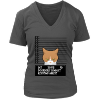 Funny Bad Cats Tee - Police Wanted Cat T-Shirt - Detroit - Womens Plus Size up to 4X