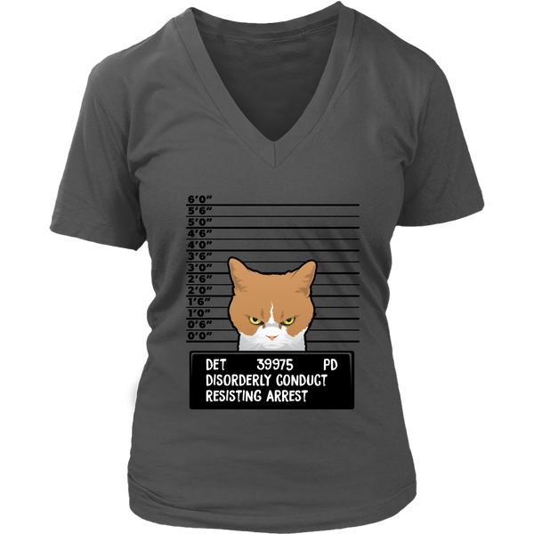 Funny Bad Cats Tee - Police Wanted Cat T-Shirt - Detroit - Womens Plus Size up to 4X