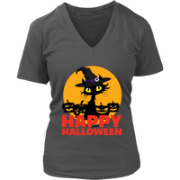 Black Cat Witch T-Shirt - Kitty Halloween Costume TShirt - Womens Plus Size Up To 4X