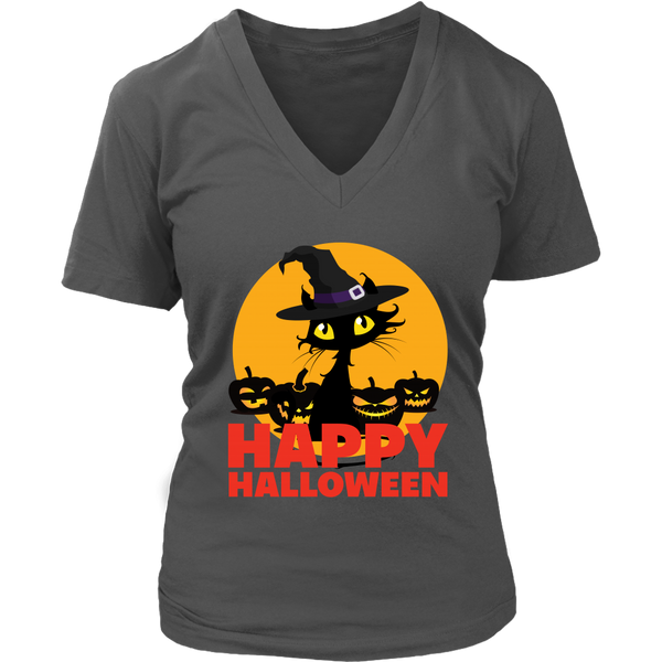 Black Cat Witch T-Shirt - Kitty Halloween Costume TShirt - Womens Plus Size Up To 4X