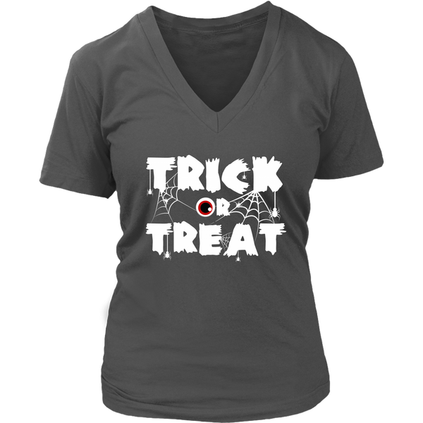 Trick or Treat T-Shirt Halloween Scary Eyeball Cobwebs Tee - Womens Plus Size up to 4X