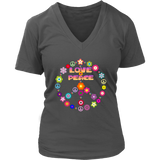 Love Peace Sign T-Shirt - Cute Retro Flowers Tee - Womens Plus Size up to 4X