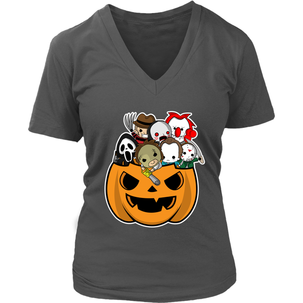 Jack O'lantern Horror T-Shirt - Halloween Trick or Treat Tshirt - Womens Plus Size up to 4X