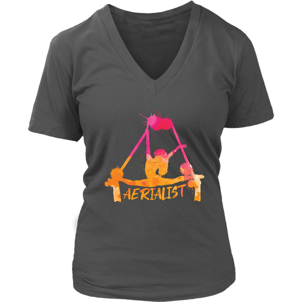 Aerialist Gymnastics Tshirt - Aerial Dancer Gymnast V-Neck T-Shirt Womens Plus Size S-4XL