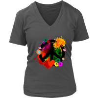 Paint Splatter Peace Sign T-Shirt - Retro Flowers Tee - Womens Plus Size Up To 4X