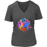 Peace Sign Artistic T-Shirt - Creative Paint Tee - Retro 70s - Womens Plus Size up to 4X