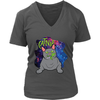 Funny Catnip Plant in Space Tshirt - Cute Cat Nip T-Shirt - Womens Plus Size Up To 4X