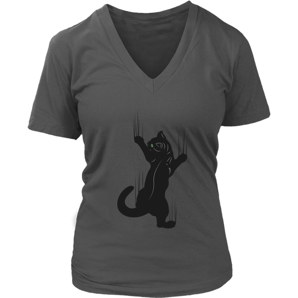 Cat T-Shirt - Climbing Kitty Tshirt - Cats Claw Scratch Tee - Womens Plus Size Up To 4X