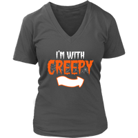 I'm With Creepy T-Shirt - Funny Halloween Party Tee - Womens Plus Size up to 4X