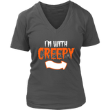 I'm With Creepy T-Shirt - Funny Halloween Party Tee - Womens Plus Size up to 4X