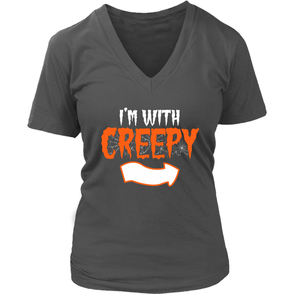 I'm With Creepy T-Shirt - Funny Halloween Party Tee - Womens Plus Size up to 4X