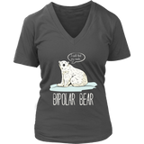 Bipolar Polar Bear Mental Health Awareness Month Animal Pun V-Neck T-Shirt Womens Plus Size S-4XL