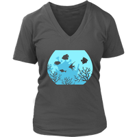 Fishbowl T-Shirt - Fishes Tshirt - Under the Sea - Womens Plus Size up to 4X