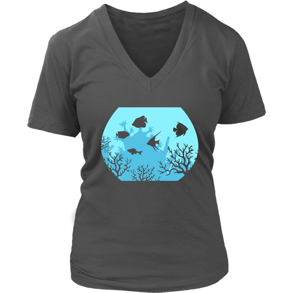 Fishbowl T-Shirt - Fishes Tshirt - Under the Sea - Womens Plus Size up to 4X