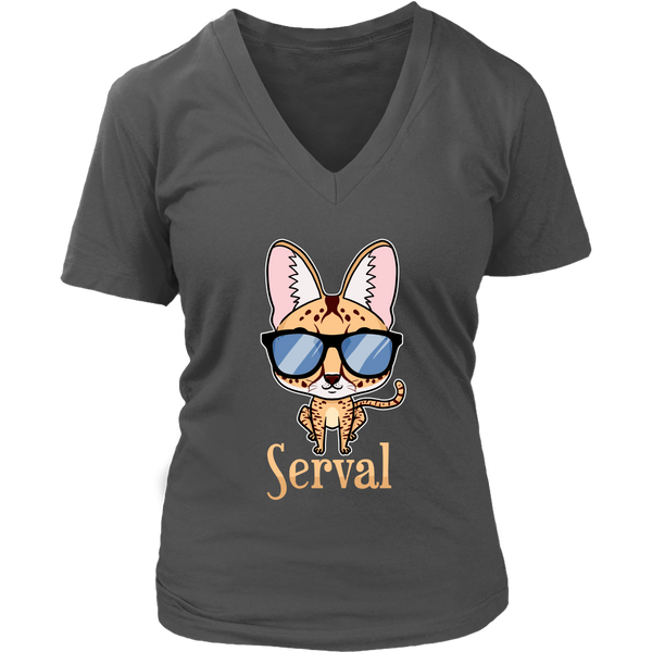 Sarcastic Serval Cat Funny I'm All Ears Wild Animal Feline V-Neck T-Shirt Womens Plus Size S-4XL