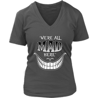 We're All Mad Here Wonderland T-Shirt Cheshire Cat Tee - Womens Plus Size Up To 4X