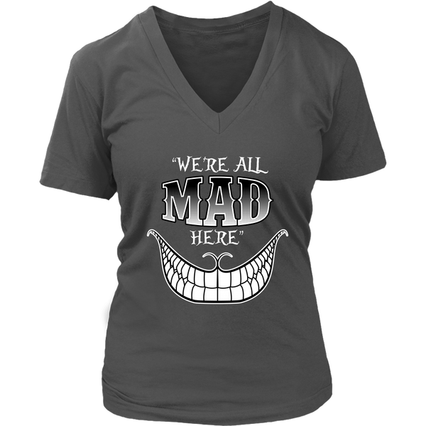 We're All Mad Here Wonderland T-Shirt Cheshire Cat Tee - Womens Plus Size Up To 4X