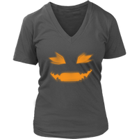 Evil Smile Halloween Tshirt - Creepy Jack O Lantern Tee - Womens Plus Size up to 4X