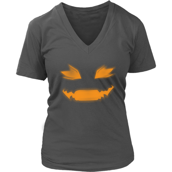 Evil Smile Halloween Tshirt - Creepy Jack O Lantern Tee - Womens Plus Size up to 4X