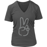 Hand Peace Sign T-Shirt - Grey 60s 70s Hippie Retro Tee - Womens Plus Size up to 4X