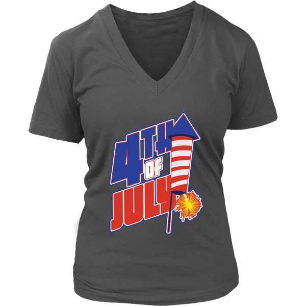 4th Of July T-Shirt - Fireworks Tshirt - US Pride Tee Shirt - Womens Plus Size Up To 4X