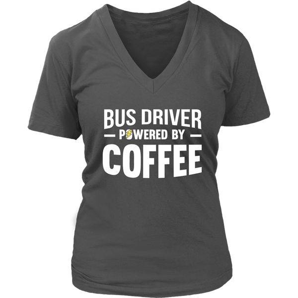 Bus Driver Powered By Coffee T-Shirt - Funny Drivers Tee - Womens Plus Size up to 4X