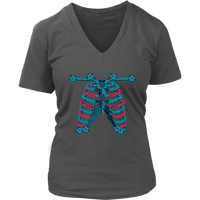 Skeleton Ribs Tshirt - Halloween Ribcage Bones Tee Shirt - Womens Plus Size Up To 4X