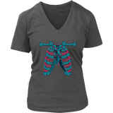 Skeleton Ribs Tshirt - Halloween Ribcage Bones Tee Shirt - Womens Plus Size Up To 4X