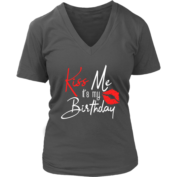 Kiss Me It's My Birthday T-Shirt - Couple Shirt - Bday Tees - Womens Plus Size Up To 4X