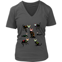 Mexican Sugar Skull Cat Tshirt - Halloween Day of the Dead T-Shirt - Womens Plus Size Up To 4X