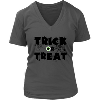 Trick or Treat T-Shirt Halloween Spooky Cobweb Eyeball Tee - Womens Plus Size up to 4X