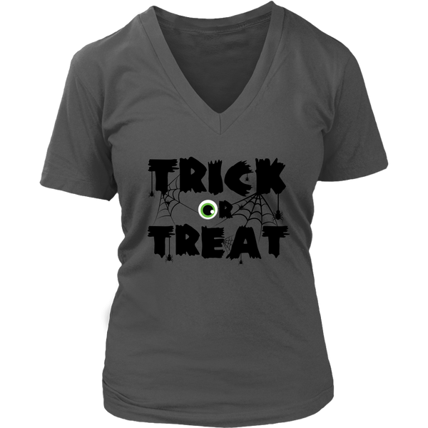 Trick or Treat T-Shirt Halloween Spooky Cobweb Eyeball Tee - Womens Plus Size up to 4X