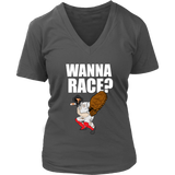 Wanna Race T-Shirt - Baseball League Catcher Tee Shirt - Womens Plus Size up to 4X