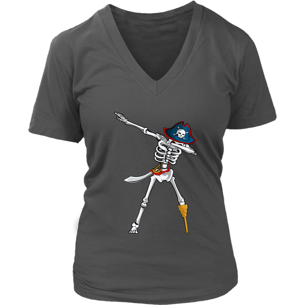 Dabbing Pirate Skeleton Tshirt - Funny Halloween Dab T-Shirt - Womens Plus Size Up To 4X