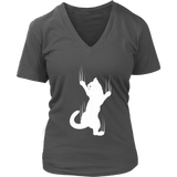 Clinging Kitty T-Shirt - Climbing Cat Tshirt - Claw Marks - Womens Plus Size Up To 4X